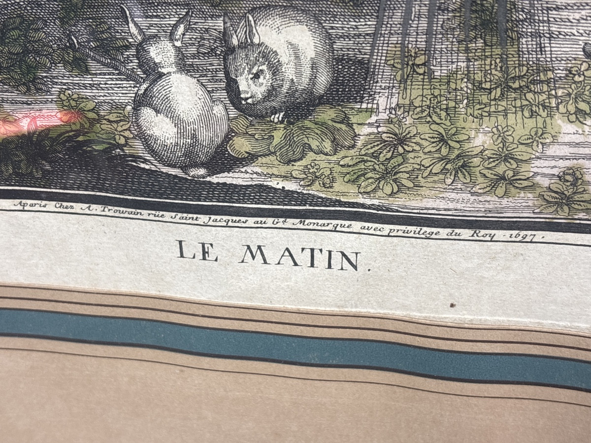 1697- Quatre Gravures Chez Antoine Trouvain Moments de la journée -photo-7