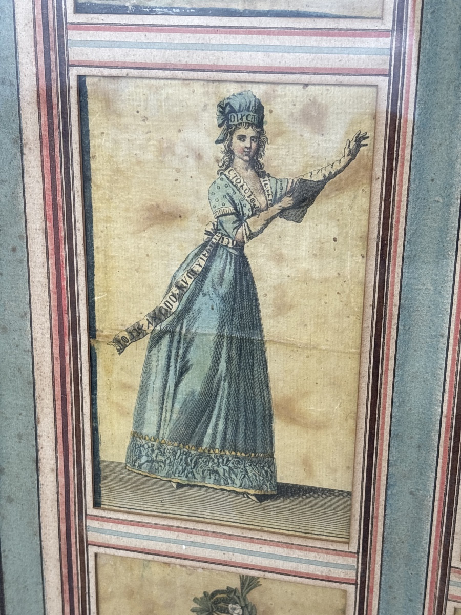 Framed Border With 12 18th-century Fashion Engravings -photo-7