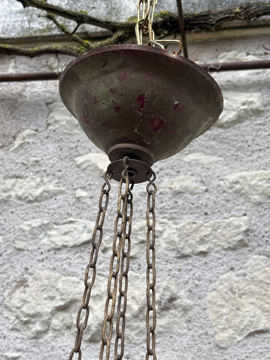 Lustre Bois Doré Style Empire décor Aux  Cygnes -photo-4