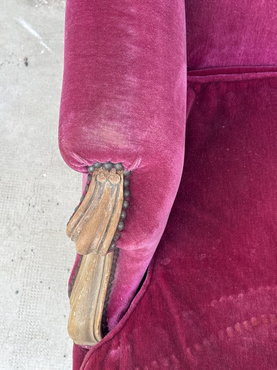 Paire Fauteuils Club Velours vers 1960-photo-1