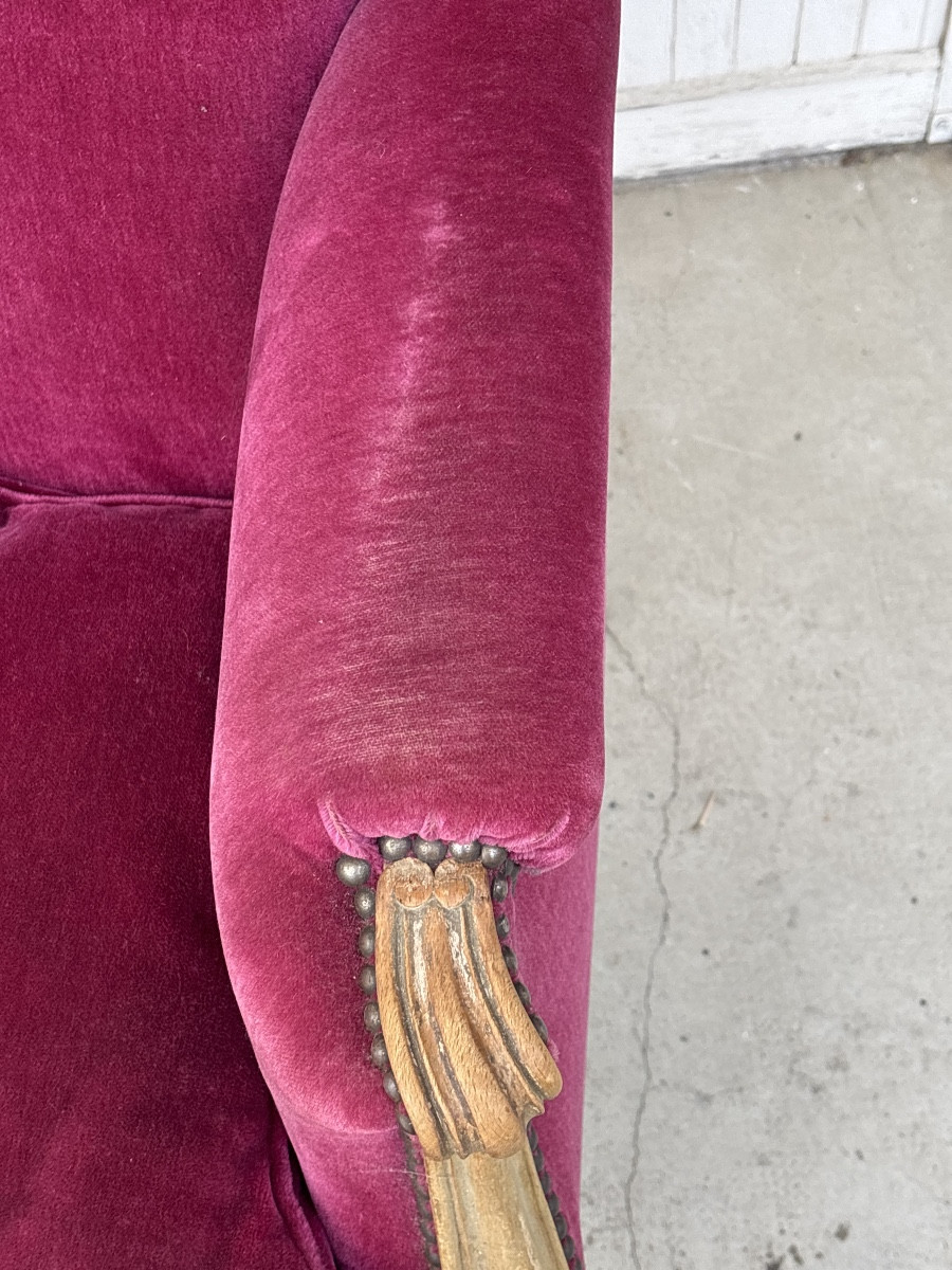 Paire Fauteuils Club Velours vers 1960-photo-2