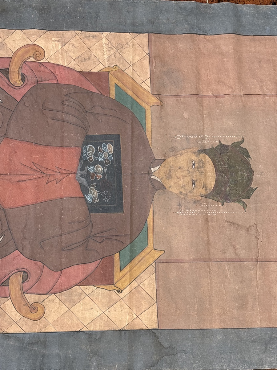 Chine Grand Portrait d ancêtre peint sur Toile -photo-3