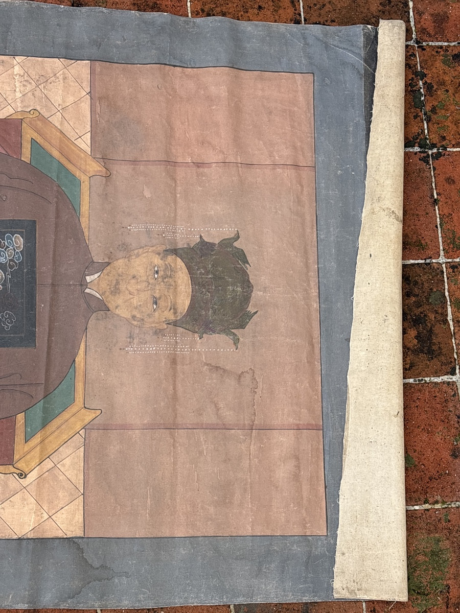 Chine Grand Portrait d ancêtre peint sur Toile -photo-4