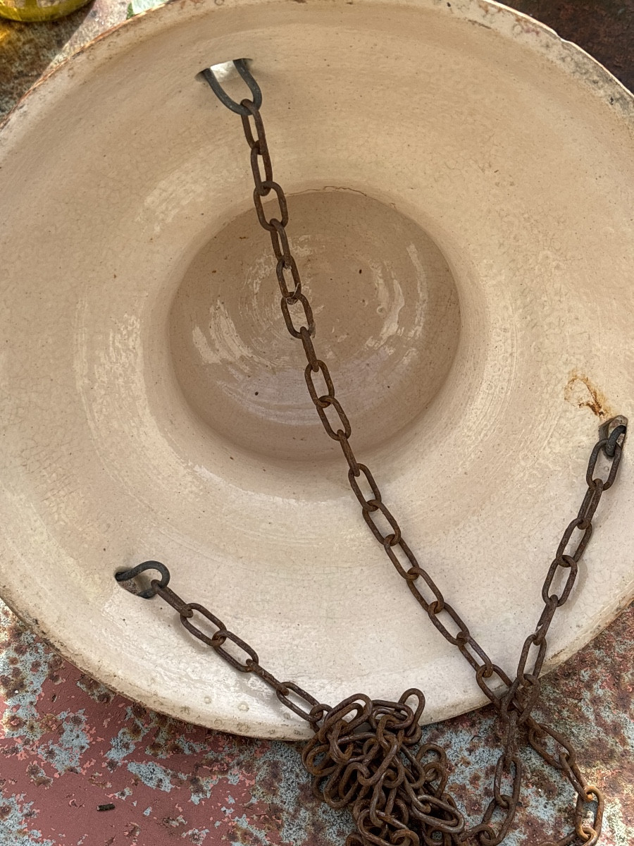 19th-century Barbotine Hanging Planter -photo-1