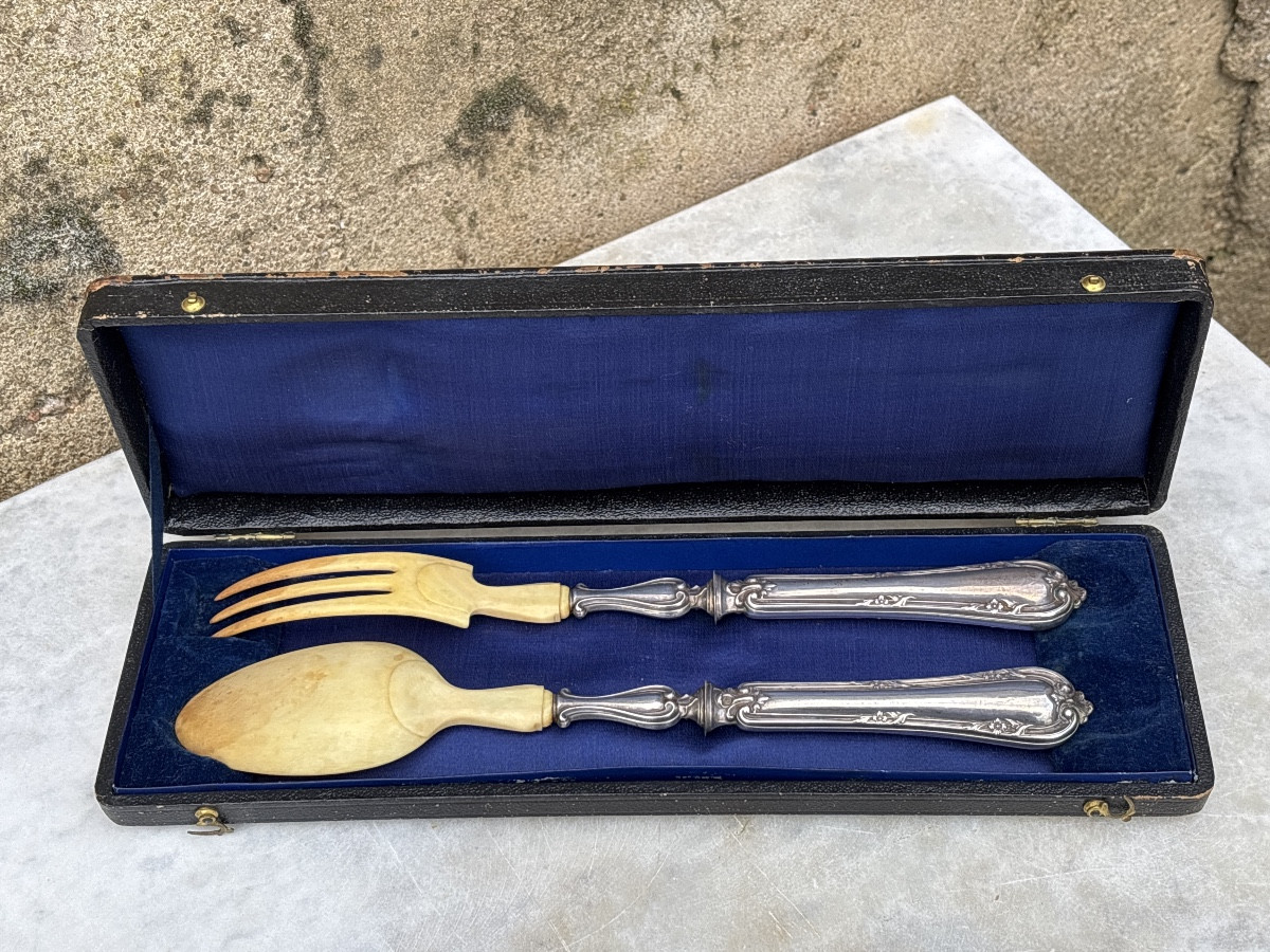 Silver Salad Servers With Louis XV Style Cover