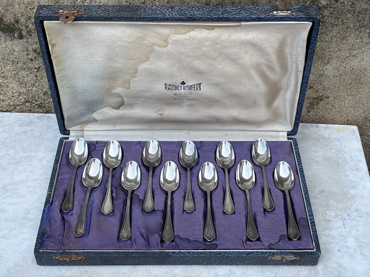 12 Small Spoons "ravinet d'Enfert" Silver-plated Metal 