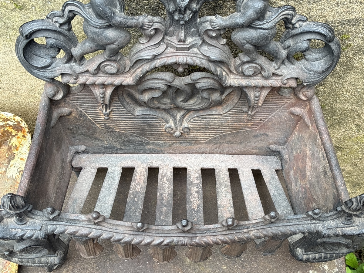 Braisier, Braisière, Chaufferette, Napoléon III Cast Iron Chenets-photo-2