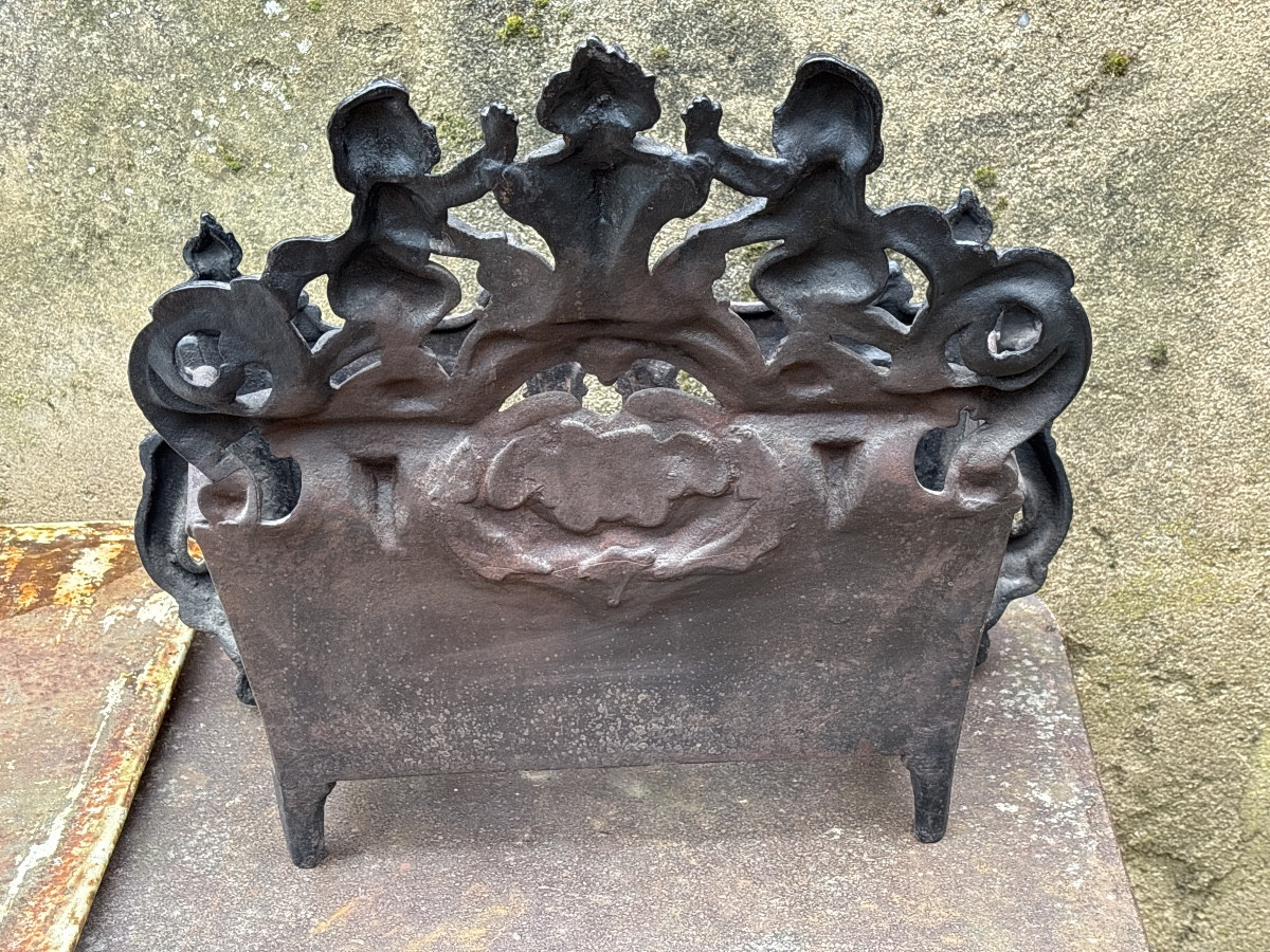 Braisier, Braisière, Chaufferette, Napoléon III Cast Iron Chenets-photo-2
