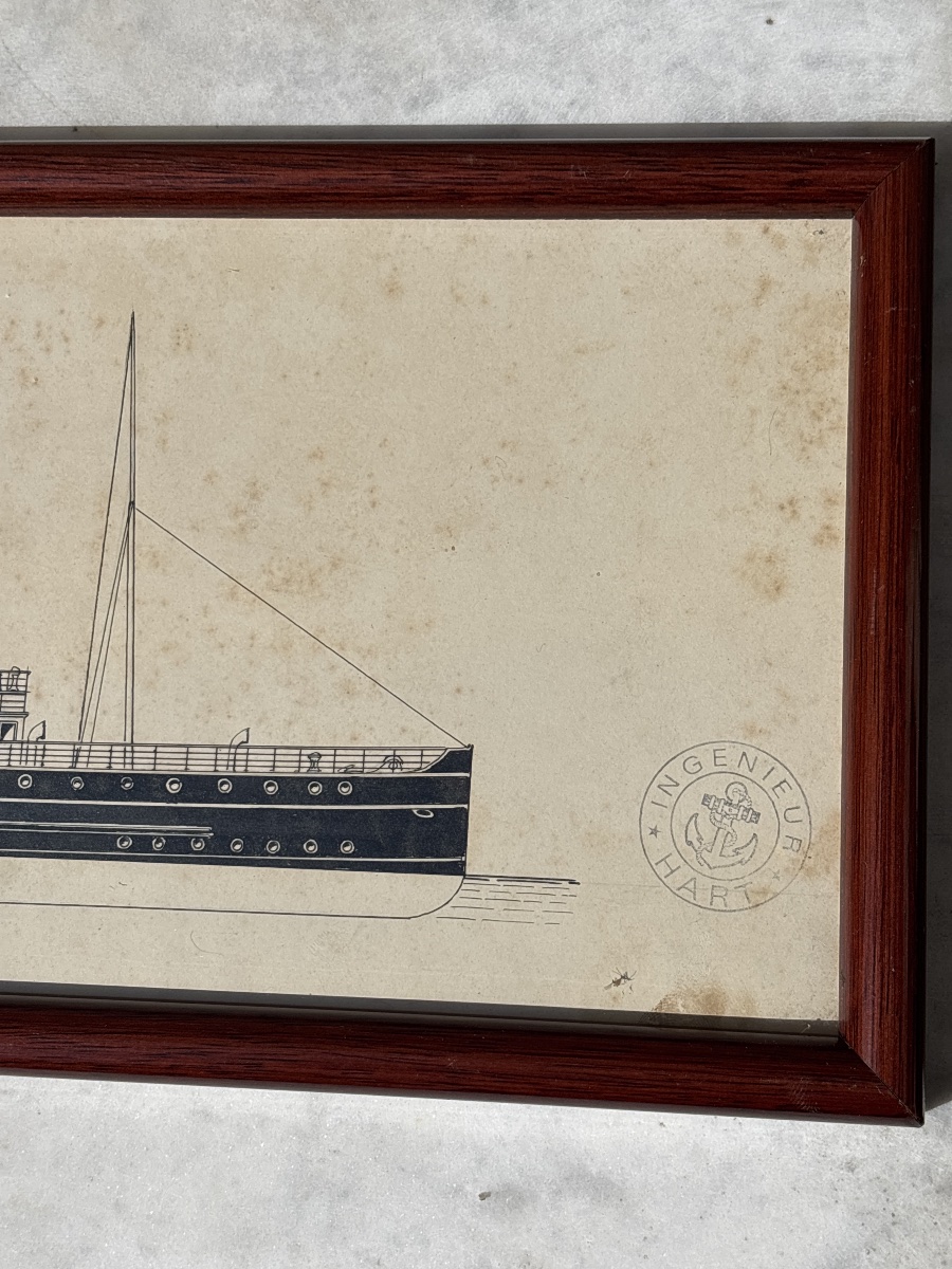 Yachting Three Ink Drawings By Engineer Hart Circa 1910-20-photo-3