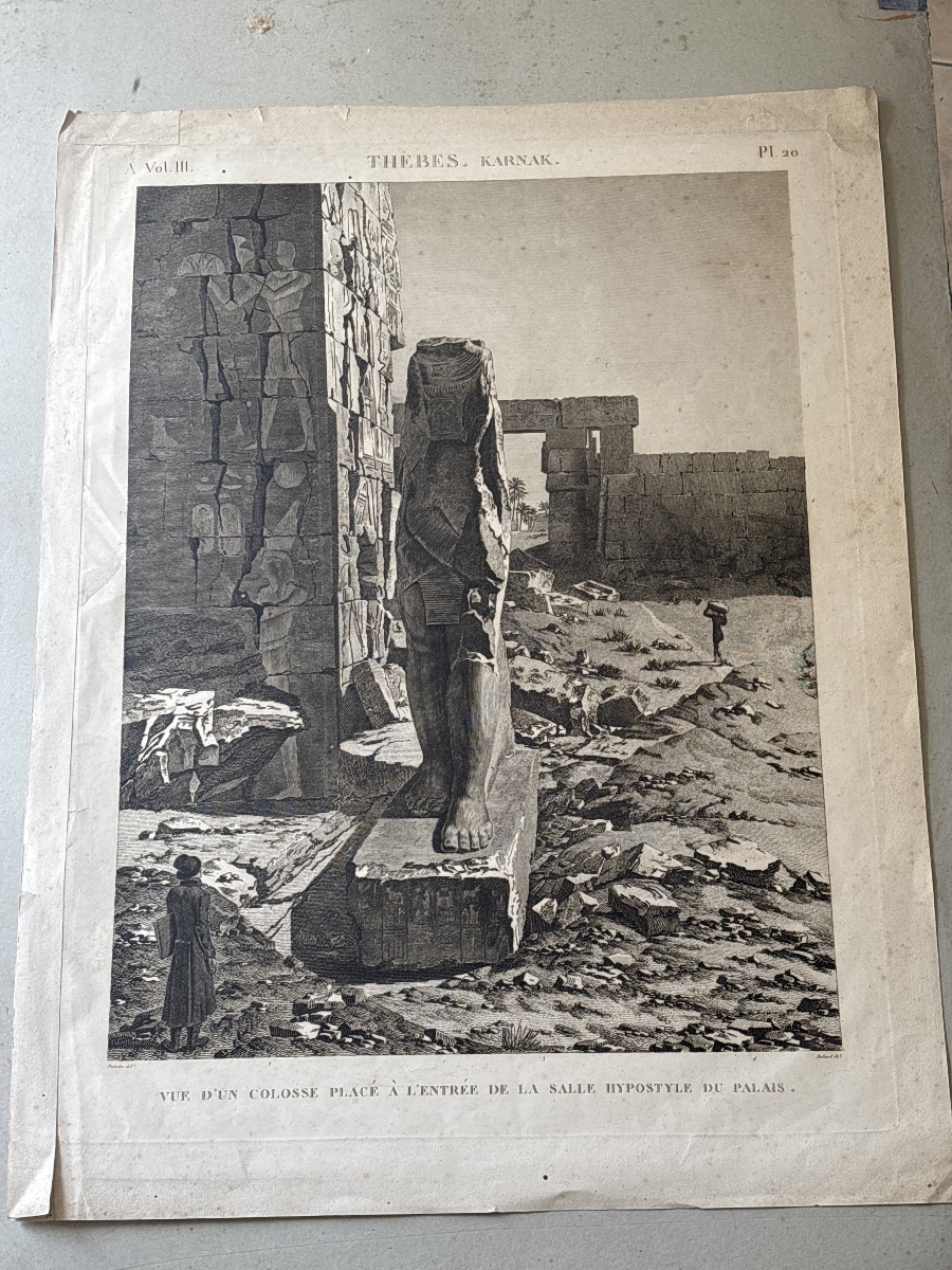 À. Dutertre (1753-1842) gravure Thebes karnak : vue d un colosse placé à l entrée de la ……-photo-2