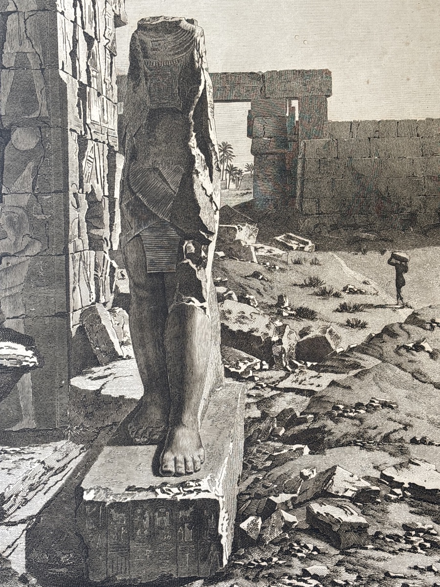 À. Dutertre (1753-1842) gravure Thebes karnak : vue d un colosse placé à l entrée de la ……-photo-3