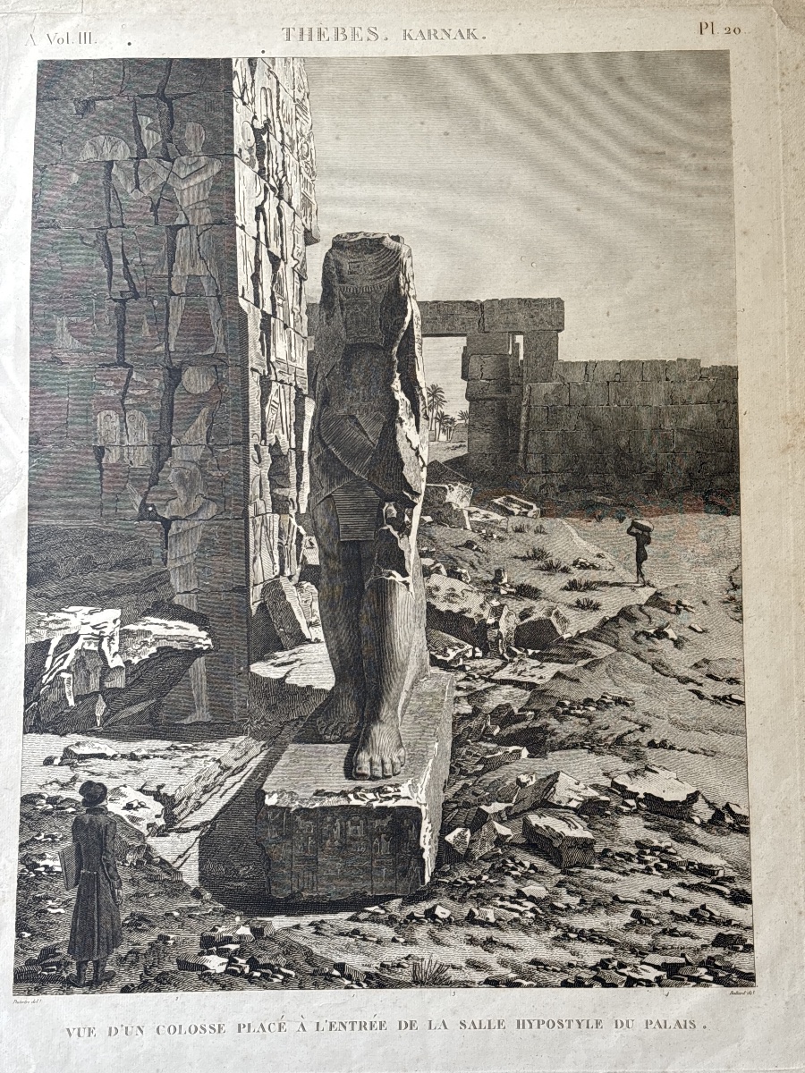 À. Dutertre (1753-1842) gravure Thebes karnak : vue d un colosse placé à l entrée de la ……