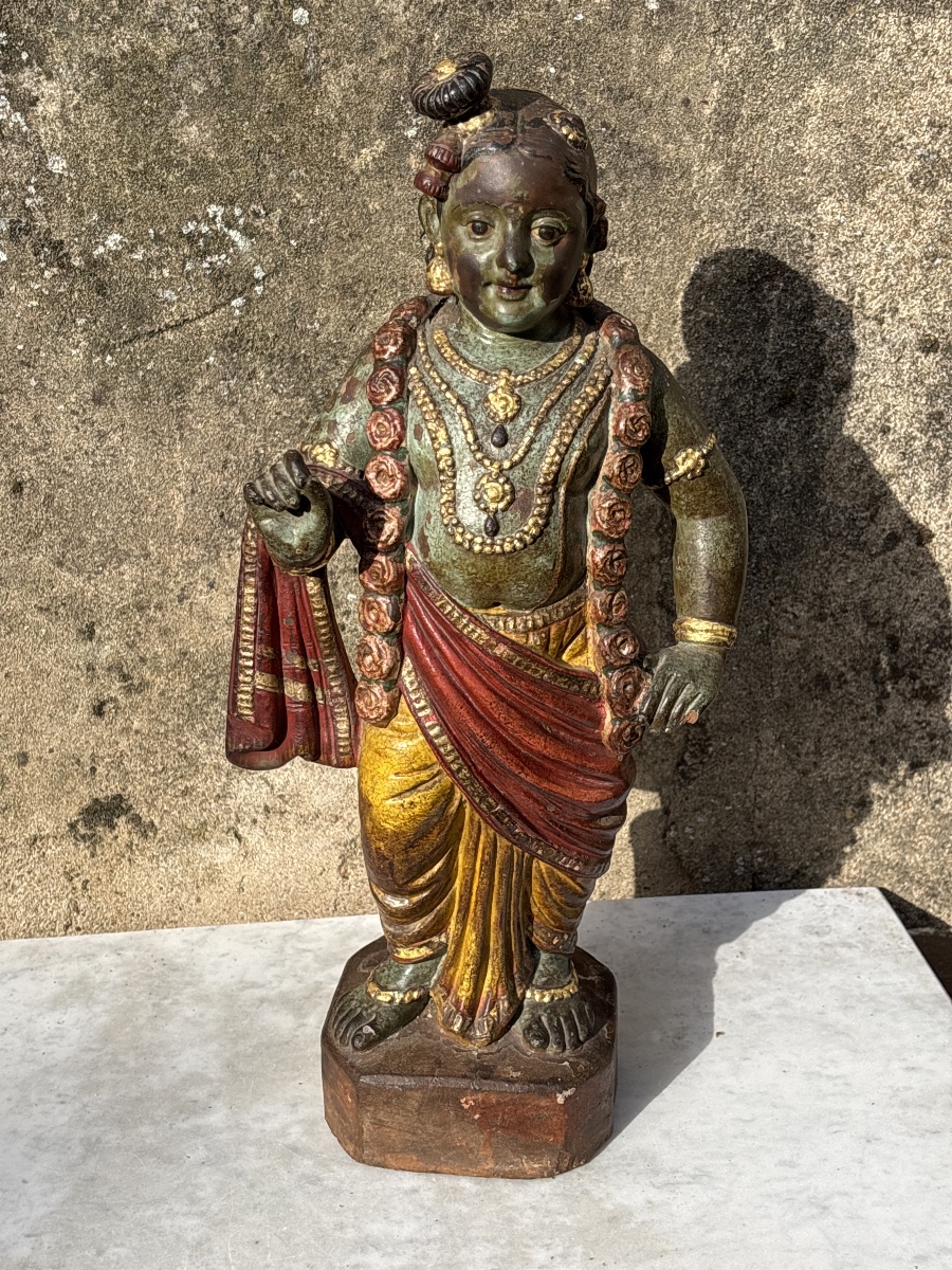 19th Century India: Statuette Of The Goddess Krishna