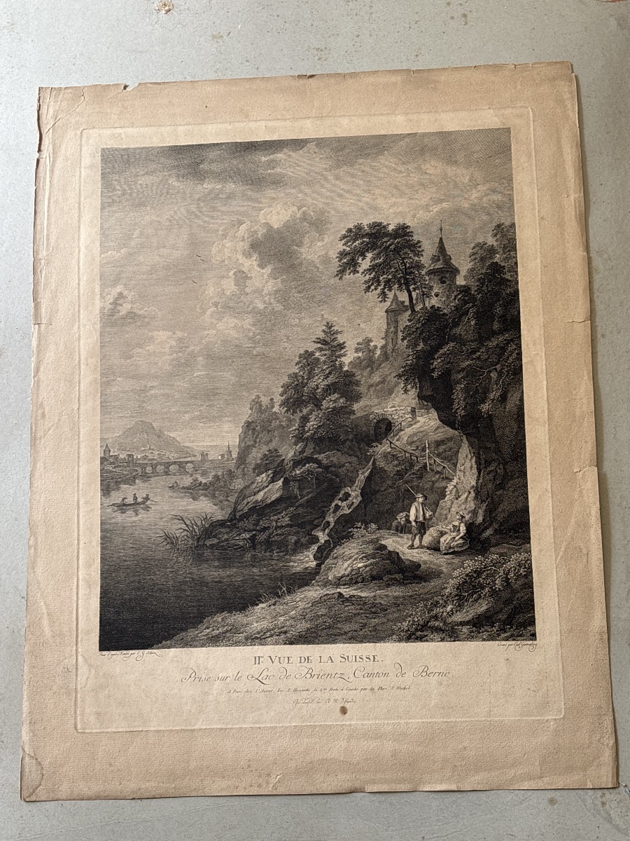 C. Guttenberg(1743-1790) 2eme vue de la Suisse. Prise sur le lac de Brientz, canton de Berne-photo-2