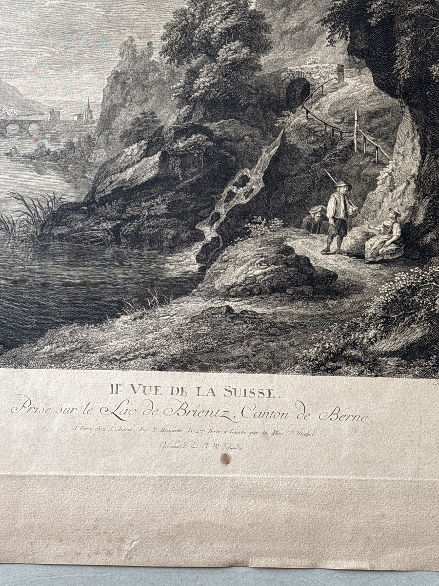 C. Guttenberg(1743-1790) 2eme vue de la Suisse. Prise sur le lac de Brientz, canton de Berne-photo-4