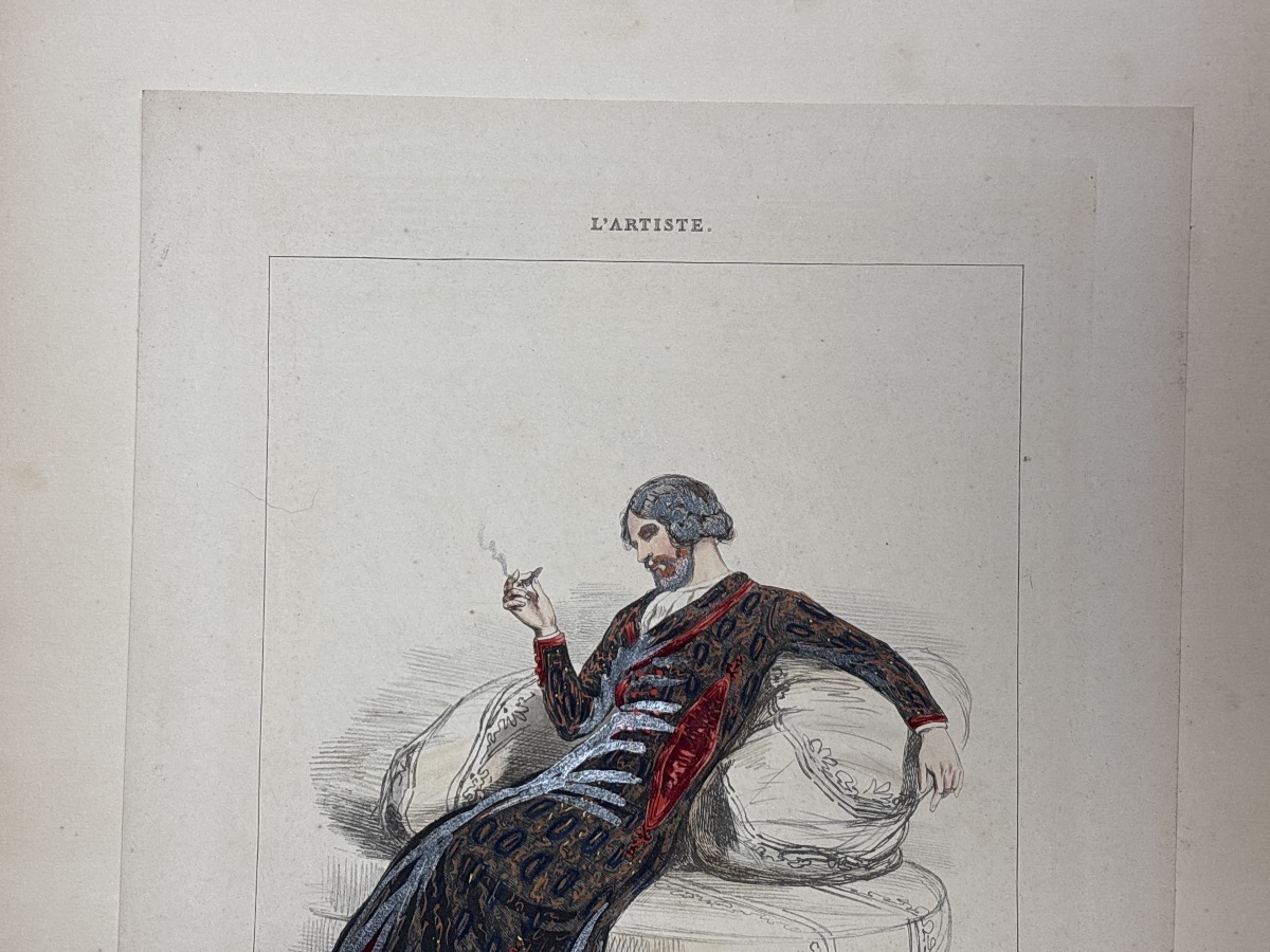 P. Gavarni (1804-1866) lithographie l’ artiste physionomie des modes-photo-4