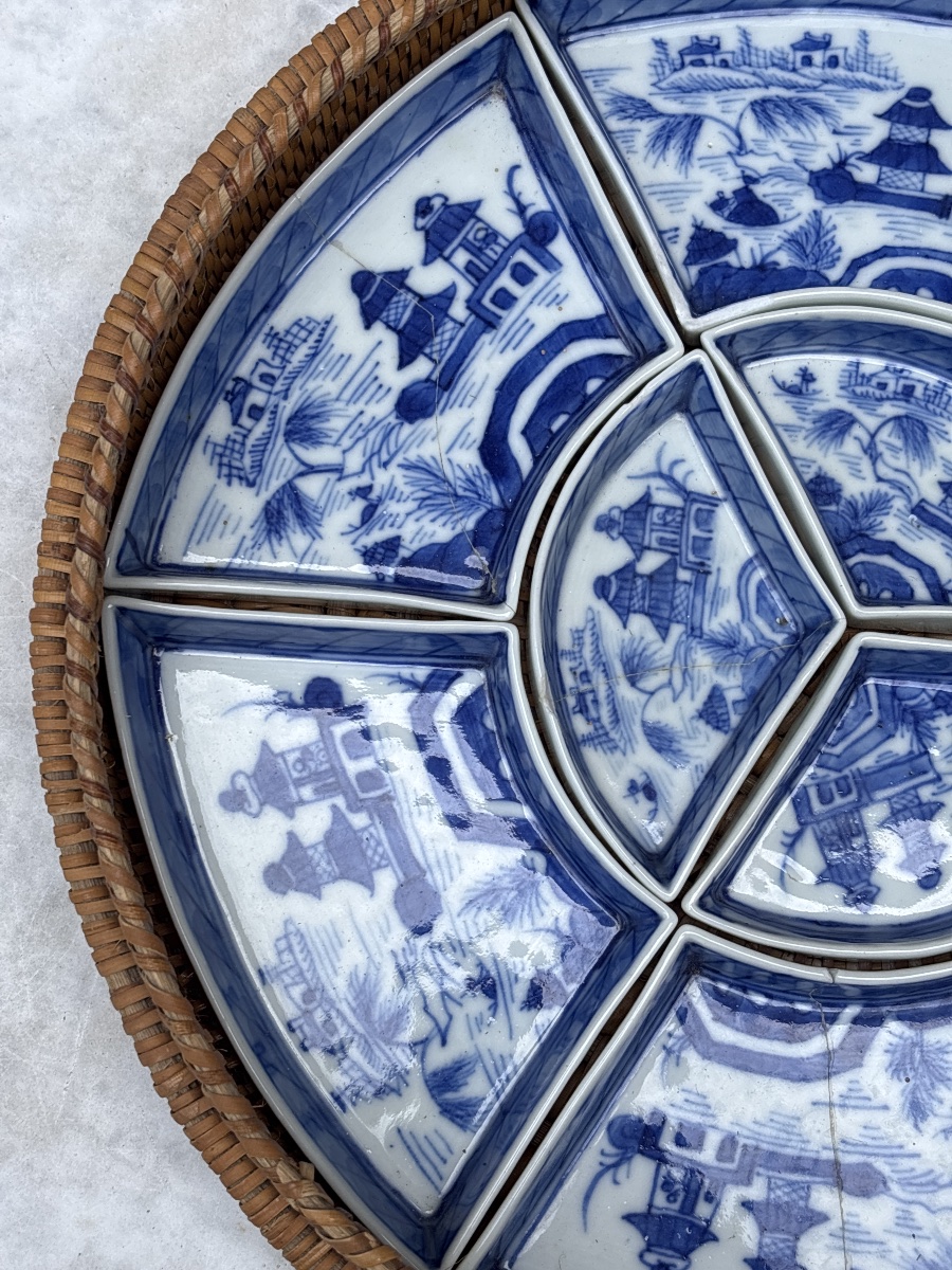Service Porcelaine Blancbleu Circa 1900 China-photo-2