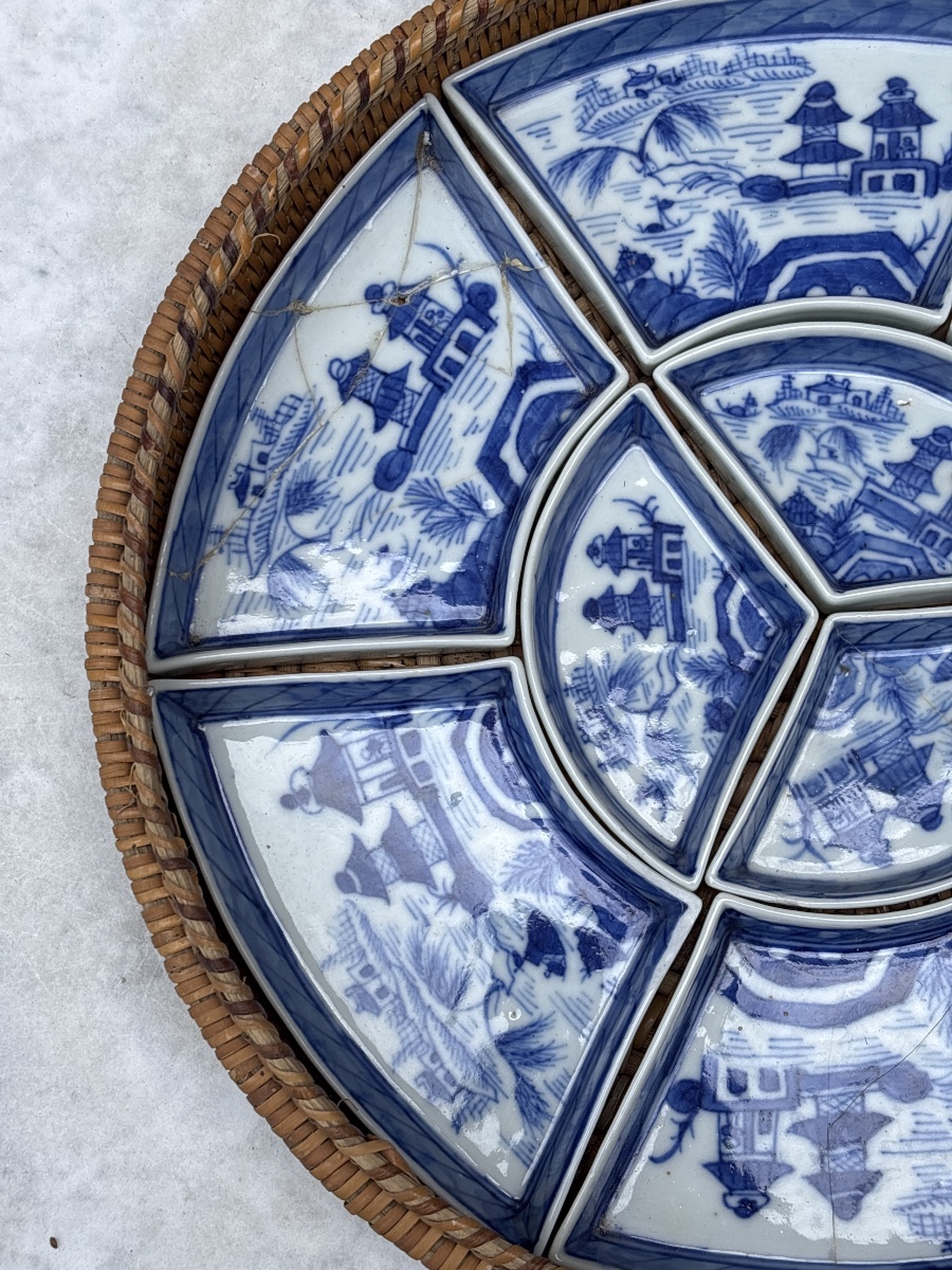 Service Porcelaine Blancbleu Circa 1900 China-photo-3