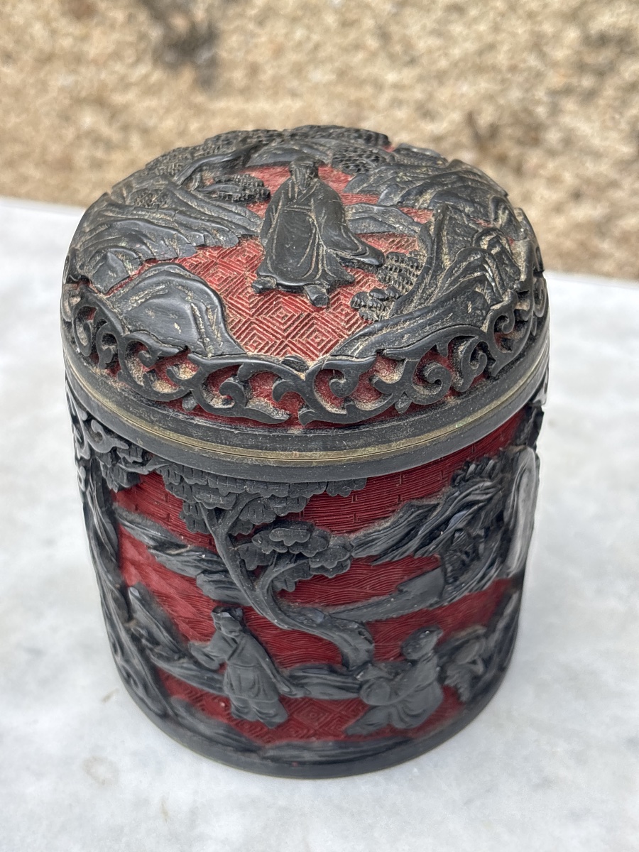 Chine Boîte en Laque Cinnabre Noire et Rouge à thé ?