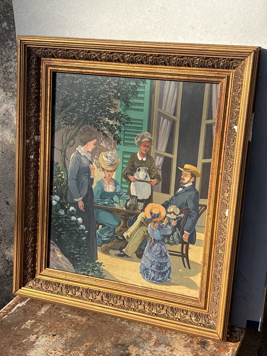 Family Scene, Circa 1890, In Philadelphia; Monogram Rb
