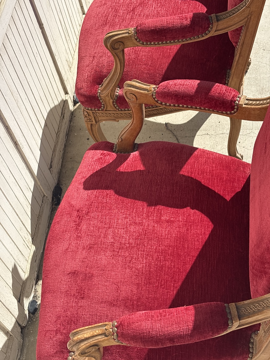 Large Paire de Fauteuils de style vers 1900. -photo-5