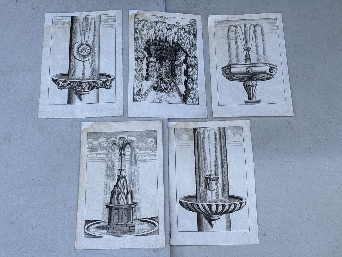 Georg Andreas Bockler : Cinq Estampes du 17 eme de Fontaines - Architectura Curiosa Nova 