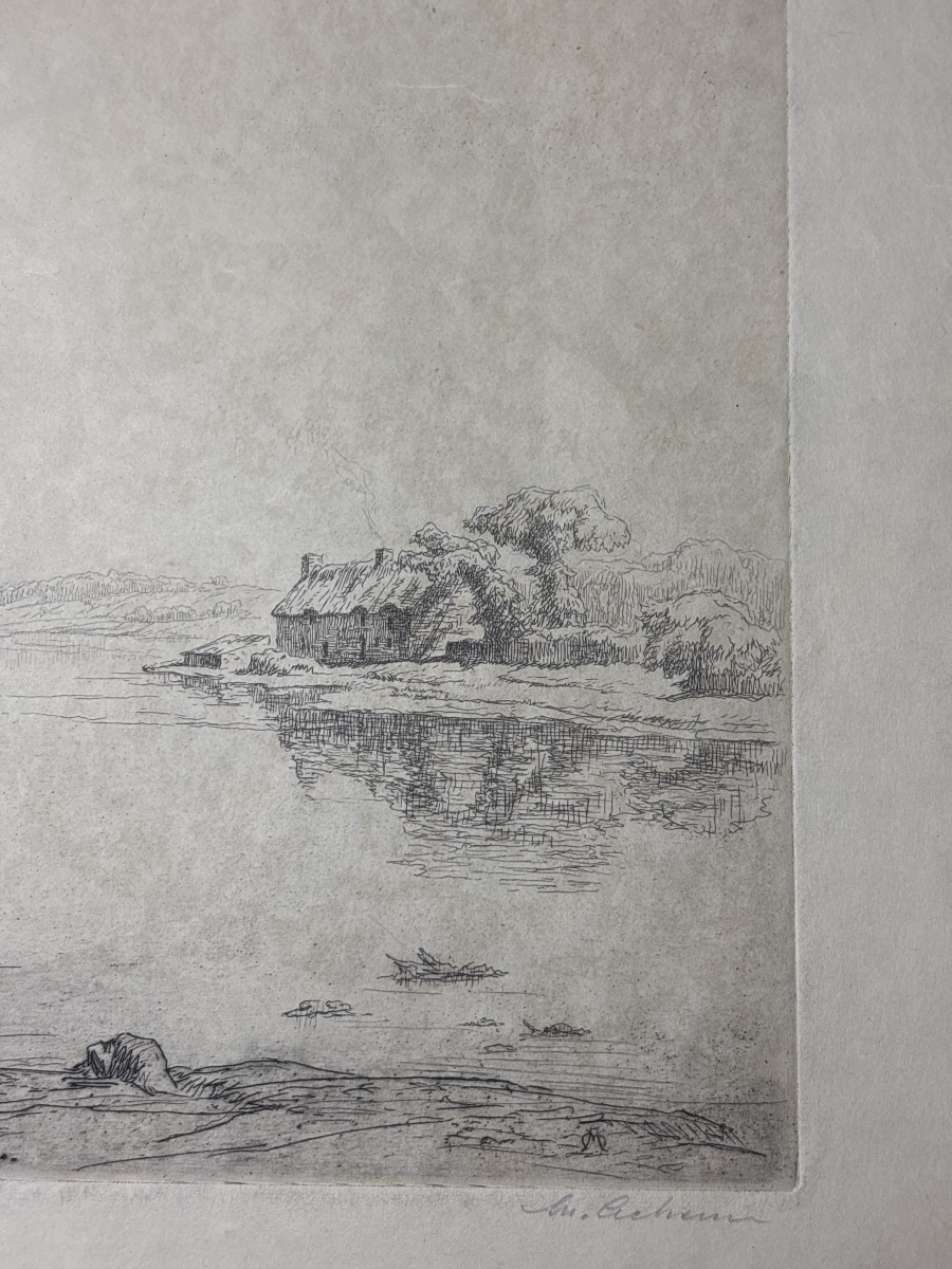 Maurice V. Acheter (1881–1963), Signed Etching With Stamp: Kervilio Pond, Morbihan -photo-3