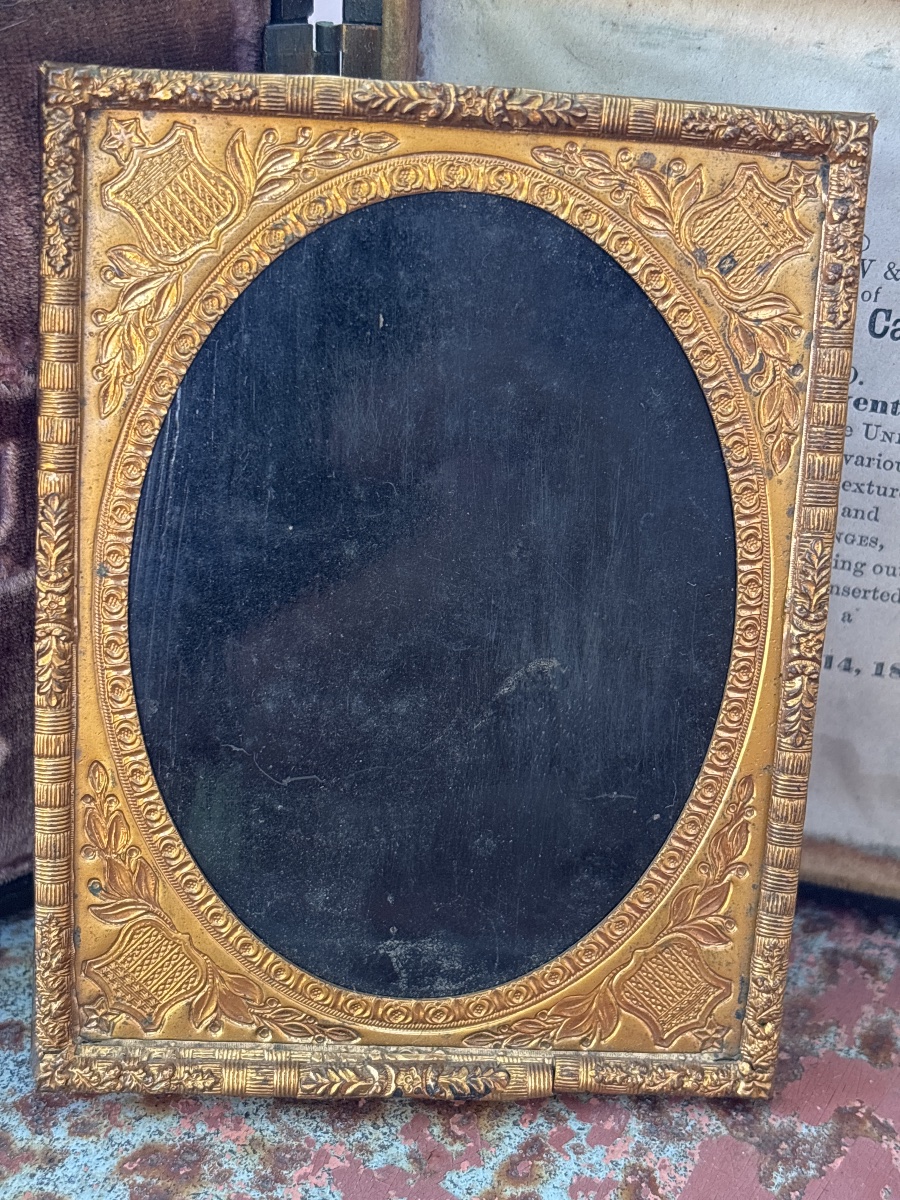 : Ambrotype caché 1860 USA Union Case en Composition -photo-3