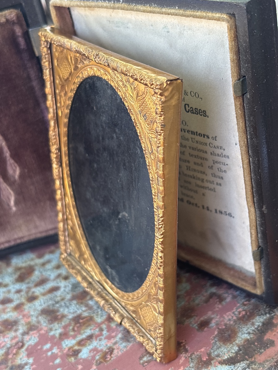 : Ambrotype caché 1860 USA Union Case en Composition -photo-4
