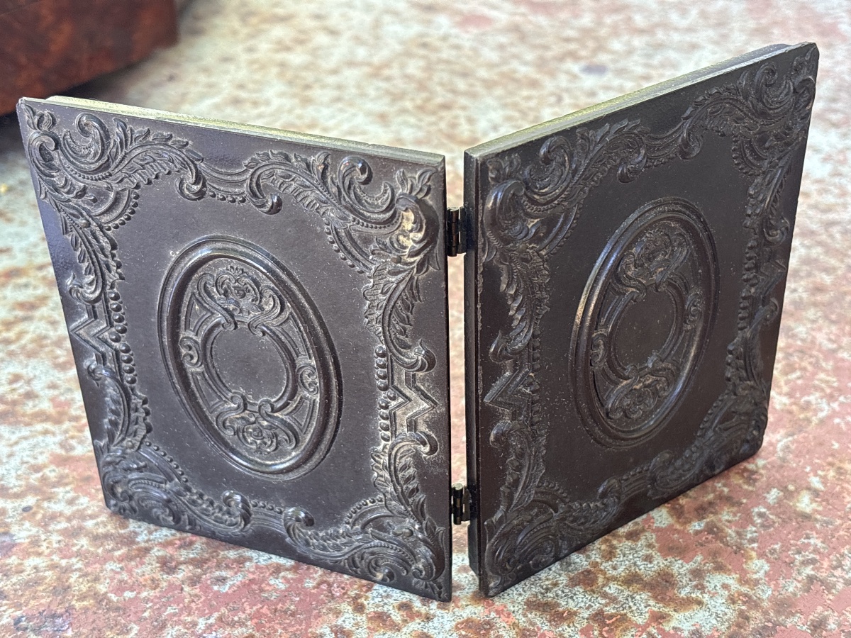 : Ambrotype caché 1860 USA Union Case en Composition -photo-6