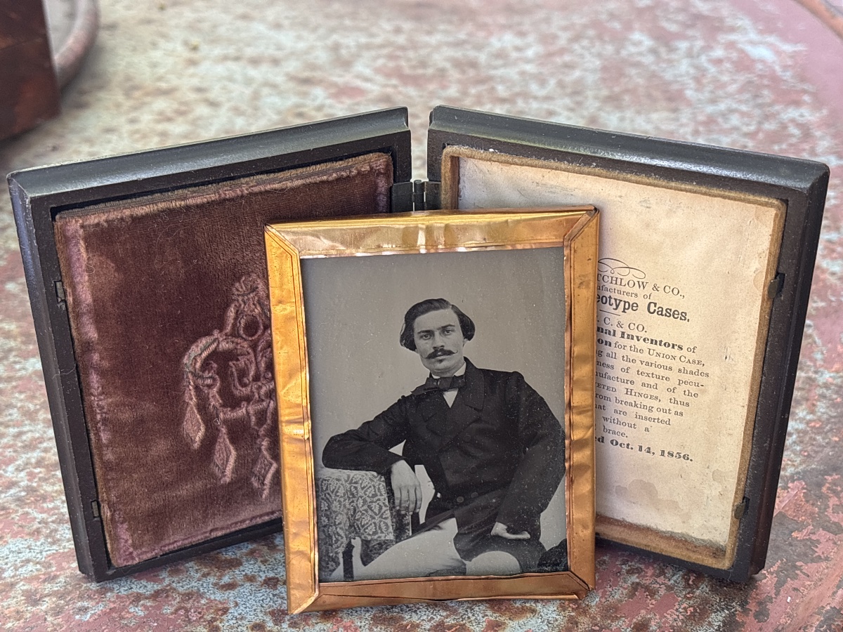 : Ambrotype caché 1860 USA Union Case en Composition 