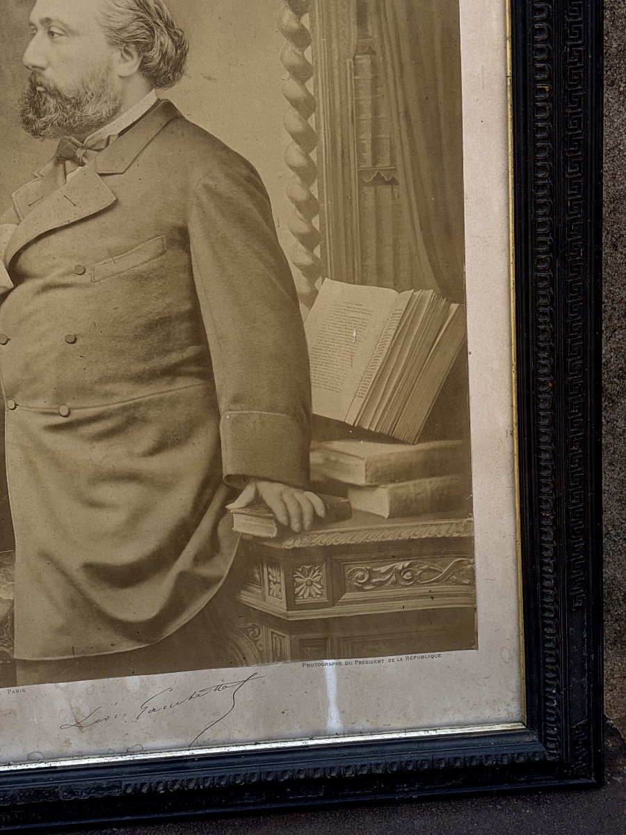 E. Appert (1830–1905), Very Large Portrait Of Léon Gambetta, Signed And Framed -photo-1