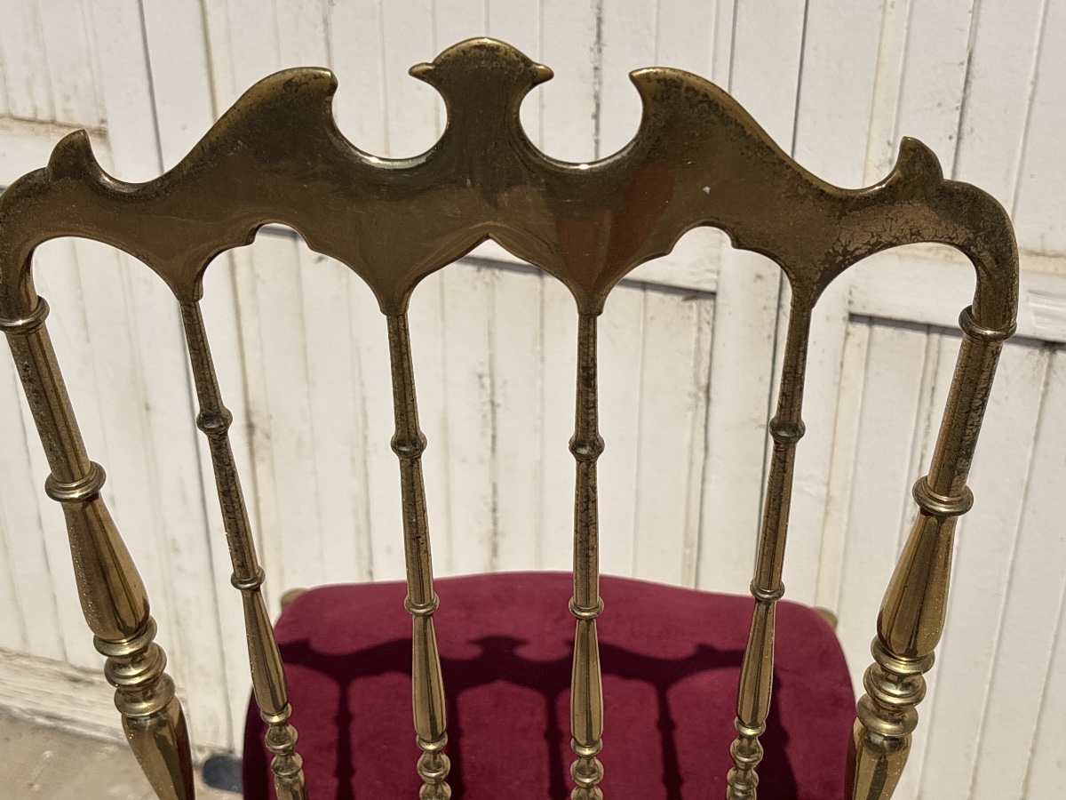 Chiavari Chair, Lacquered Brass, Circa 1970 -photo-3