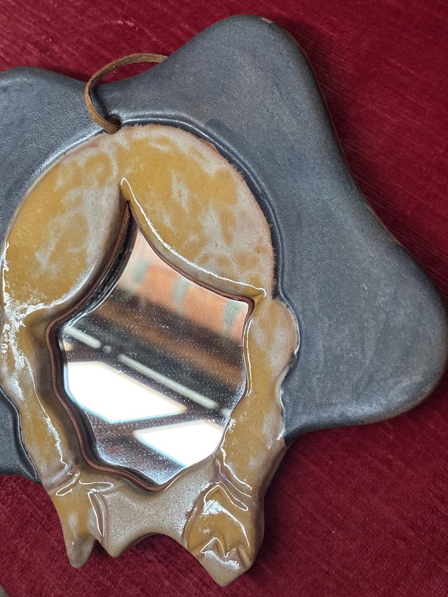 Petit miroir céramique vers 1970 -photo-2