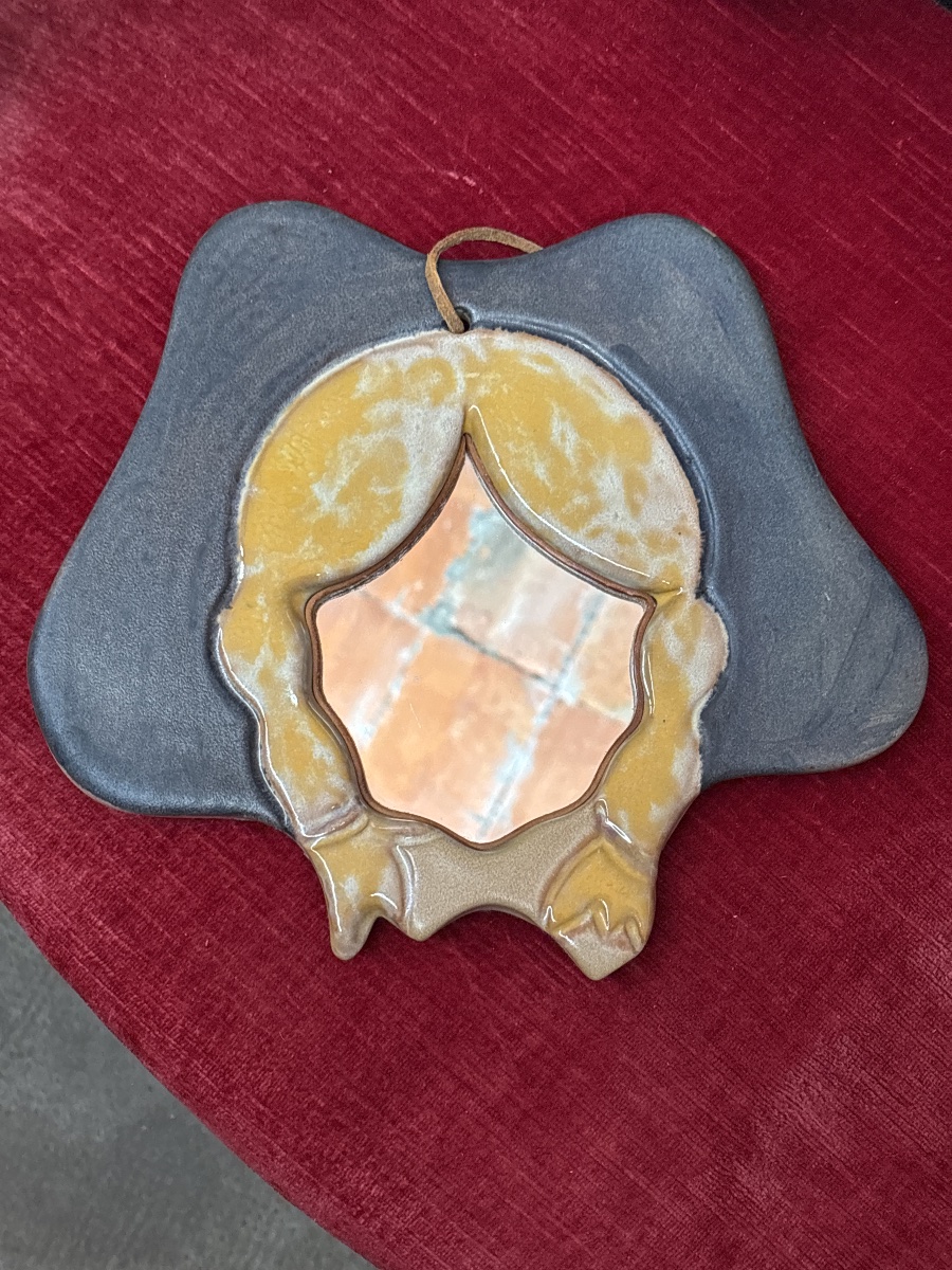 Petit miroir céramique vers 1970 