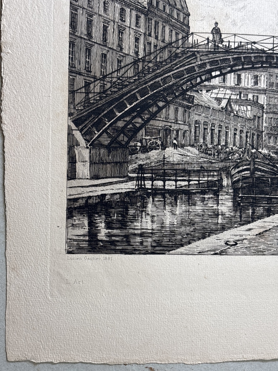 L. Gautier (1850-1925) Quai de Jemmapes pour la revue : L Art. Canal saint Mart -photo-2
