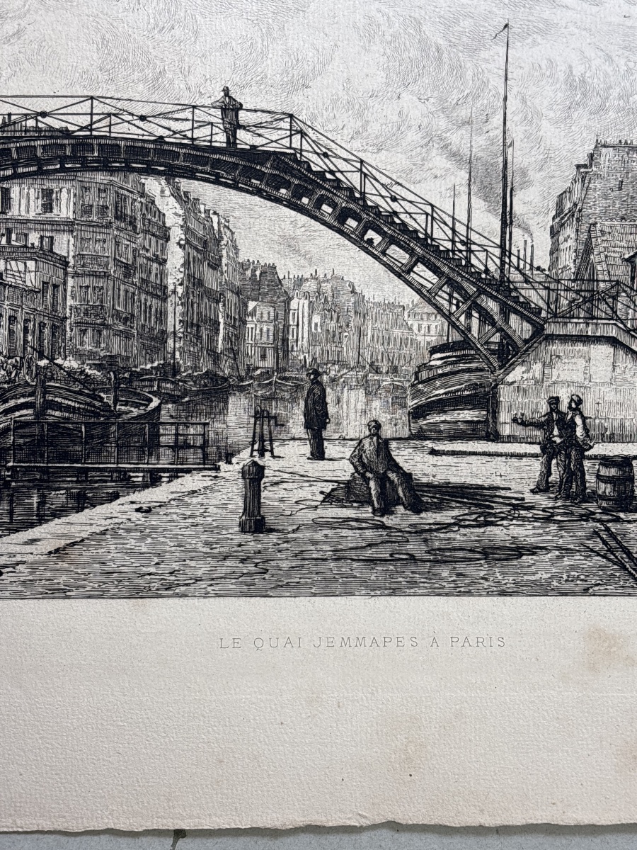 L. Gautier (1850-1925) Quai de Jemmapes pour la revue : L Art. Canal saint Mart -photo-3