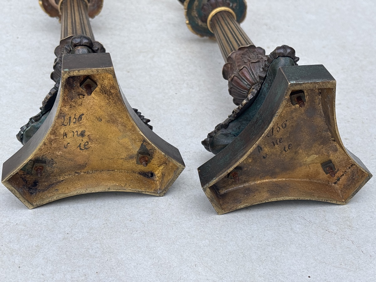 Pair Of Empire-style Candlesticks, Circa 1830. Converted Into Lamps-photo-1