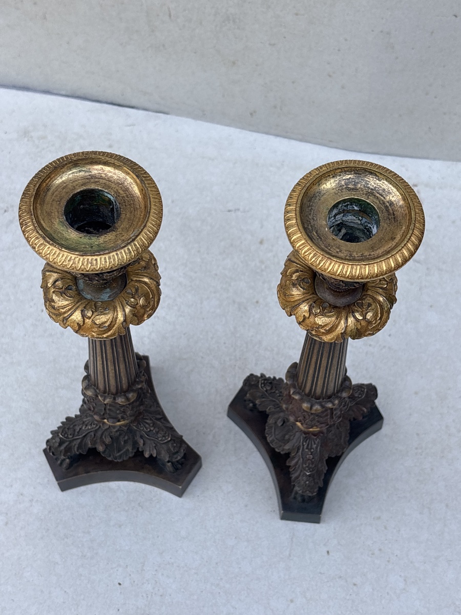 Pair Of Empire-style Candlesticks, Circa 1830. Converted Into Lamps-photo-3