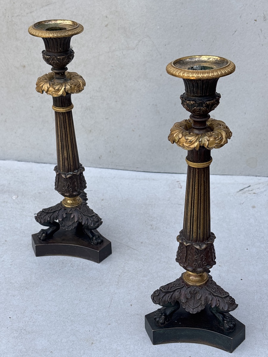 Pair Of Empire-style Candlesticks, Circa 1830. Converted Into Lamps-photo-6
