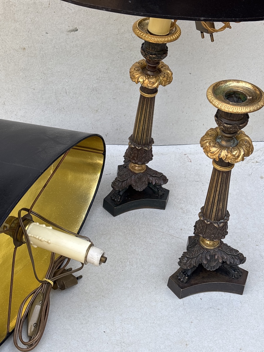 Pair Of Empire-style Candlesticks, Circa 1830. Converted Into Lamps-photo-7
