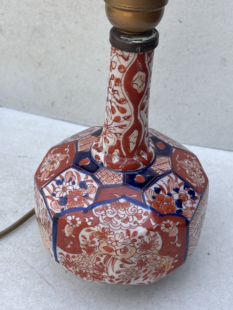 Bouteille à Saké Porcelaine Imari Époque Meiji montée en lampe -photo-2