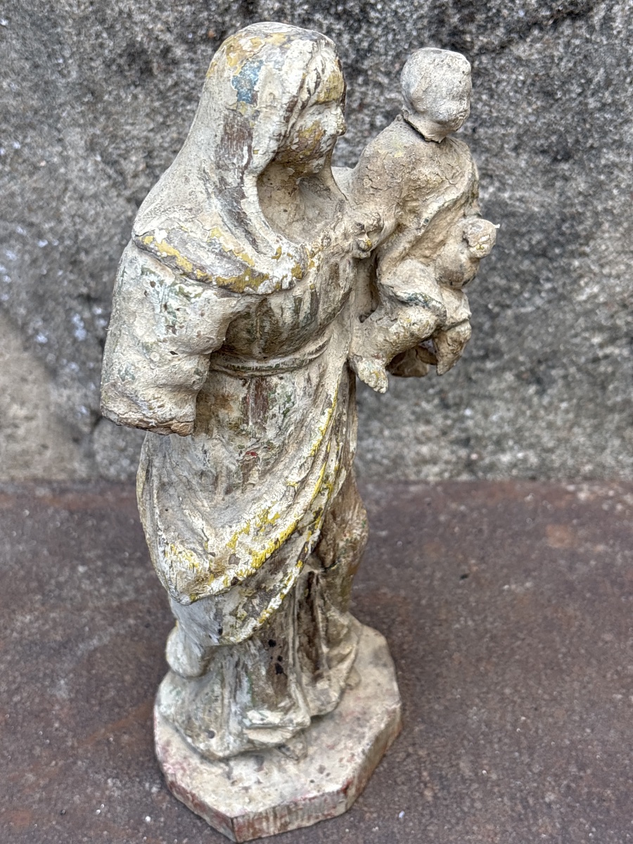 Virgin And Child, Carved And Painted In Oak -photo-4