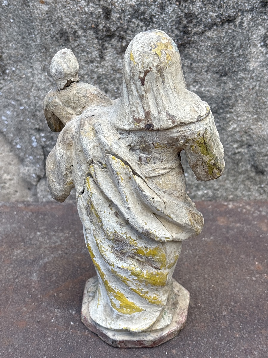 Virgin And Child, Carved And Painted In Oak -photo-1
