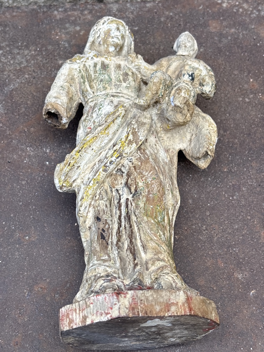Virgin And Child, Carved And Painted In Oak -photo-4
