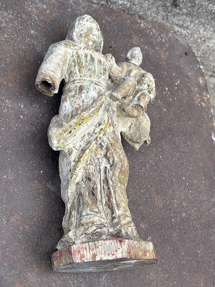 Virgin And Child, Carved And Painted In Oak -photo-5