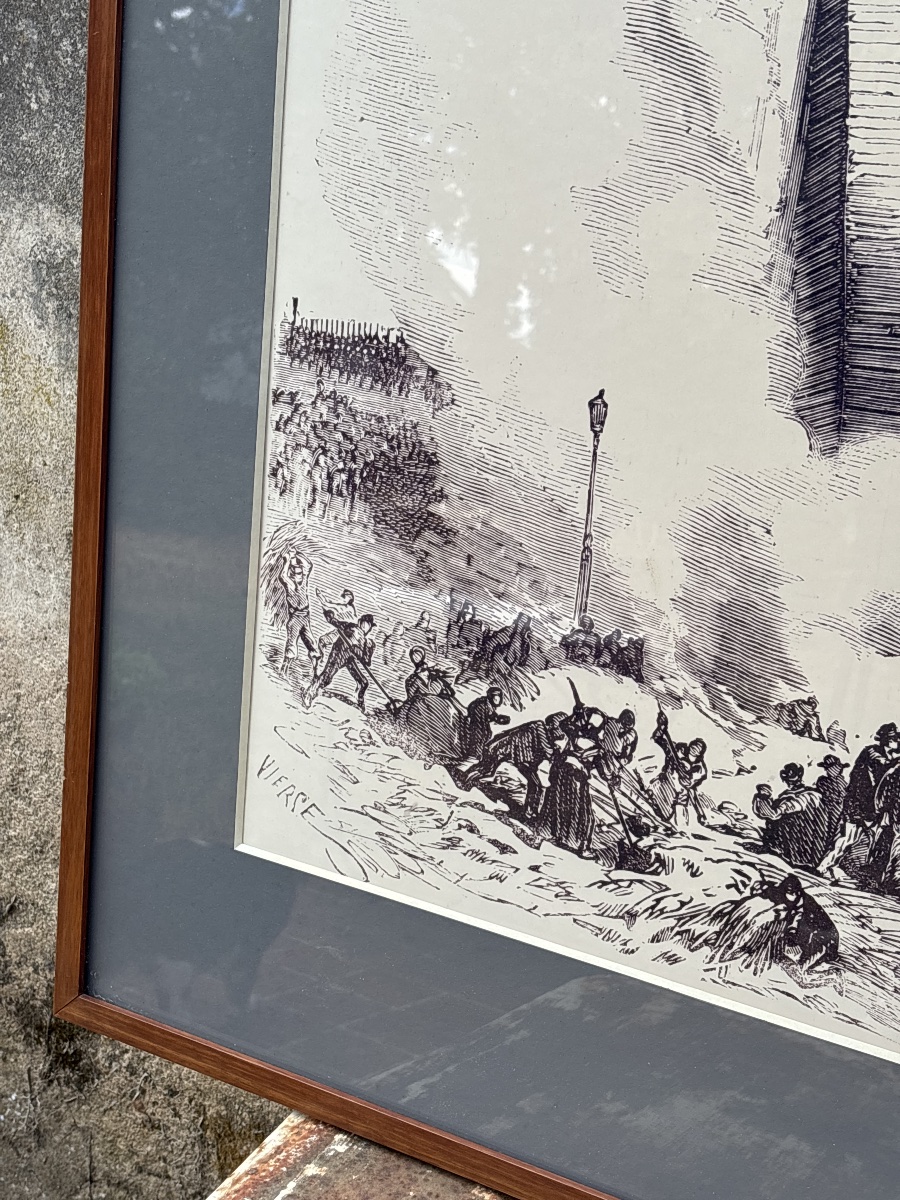 Large-scale Offset Lithograph From The 19th Century—circa 1975. Nicely Framed In Period Frame -photo-2