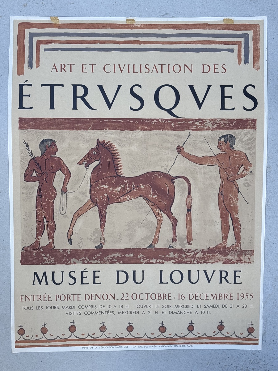 Poster: Art And Civilization Of The Etruscans, 1955, Louvre Museum—mourlot