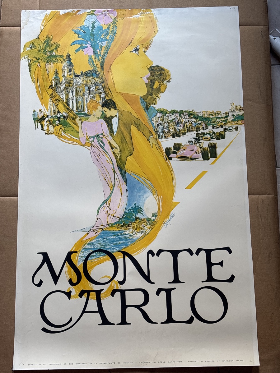 Affiche Monte Carlo chez Draeger vers 1960-65 Steve Carpenter 