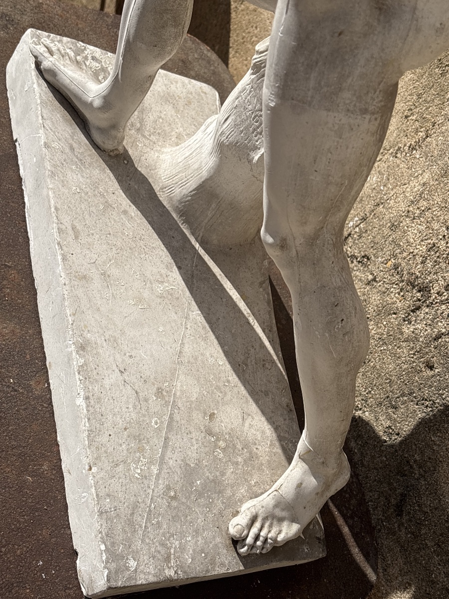 Plaster Studio Model Of The Borghese Gladiator, Circa 1930, Found In An Attic -photo-3